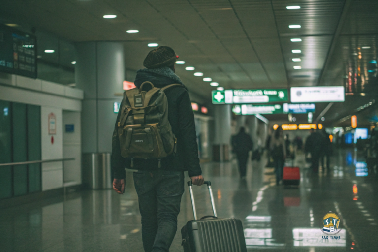 Әуежайдағы саяхатшы. Нейрожелі арқылы жасалған көрнекі сурет: SaqTimes